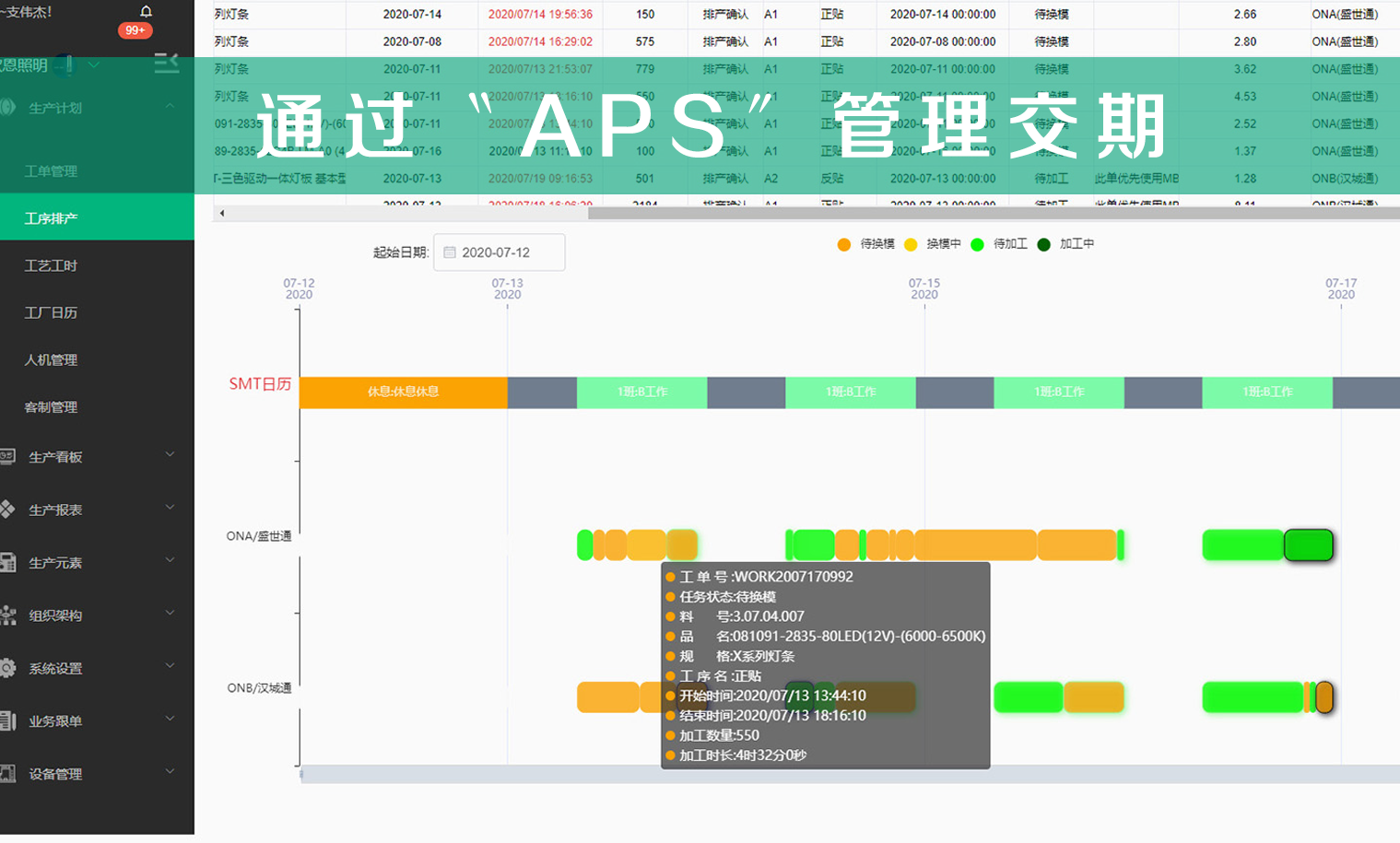通过〝APS〞管理交期